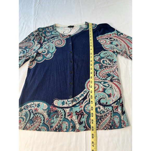 Talbots Cardigan Sweater LG Blue Green Lightweight Preppy Classic - Picture 3 of 6